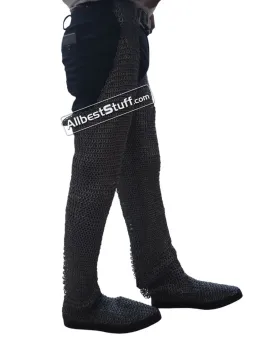 Flat Ring Integrated Leather Shoe Chainmail Chausses